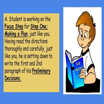 A.student demonstration #2; preliminary decisions about the writing situation