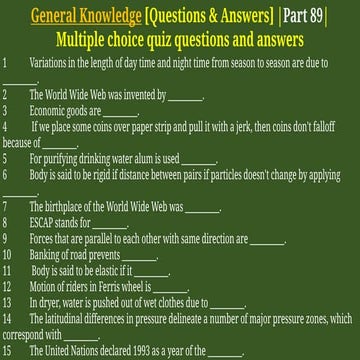 General Knowledge [Questions & Answers] | Part 101 | | PDF