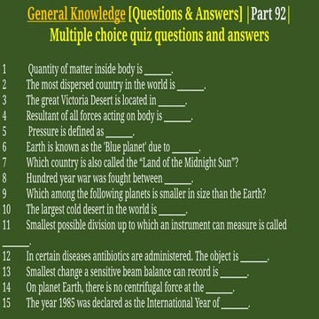 General Knowledge [Questions & Answers] | Part 101 | | PDF