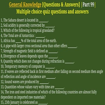 General Knowledge [Questions & Answers] | Part 101 | | PDF