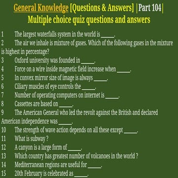 General Knowledge [Questions & Answers] | Part 101 | | PDF