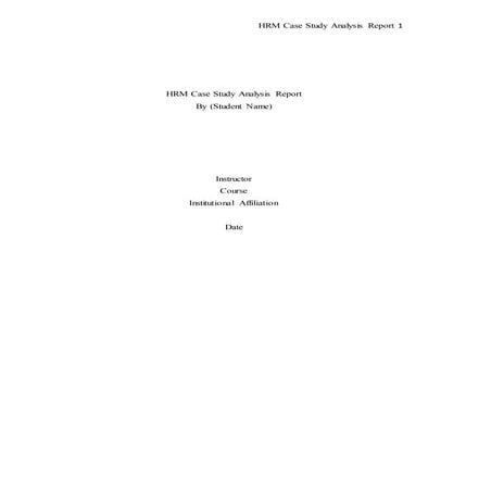 HRM Case study analysis report