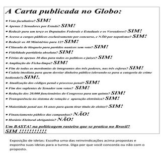 A carta publicada no globo