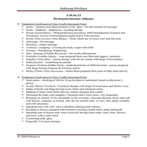 Ashtang Hridaya Sutrasthana chapter 13