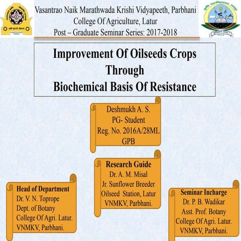 Improvement Of Oilseeds Crops  Through  Biochemical Basis Of Resistance