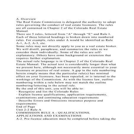 A. OverviewThe Real Estate Commission is delegated the authority.docx