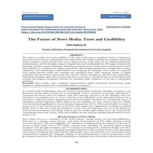 The Future of News Media: Trust and Credibility (www.kiu.ac.ug)