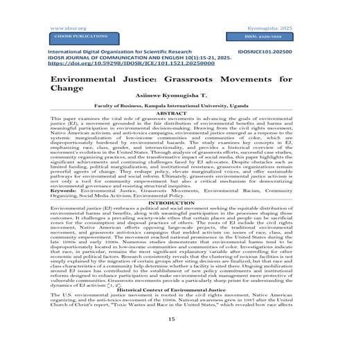 Environmental Justice: Grassroots Movements for Change (www.kiu.ac.ug ...
