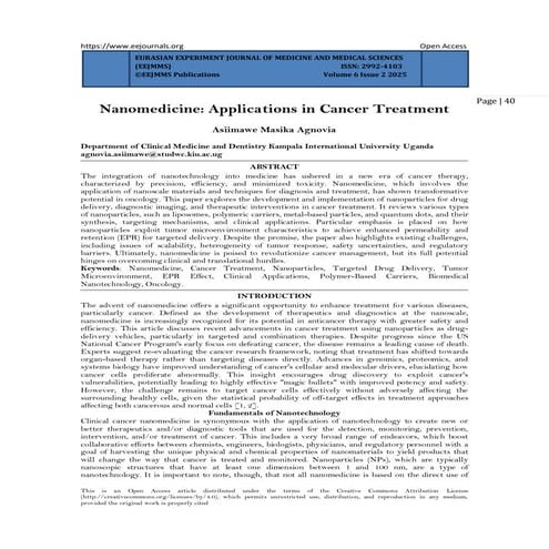Nanomedicine: Applications in Cancer Treatment (www.kiu.ac.ug)