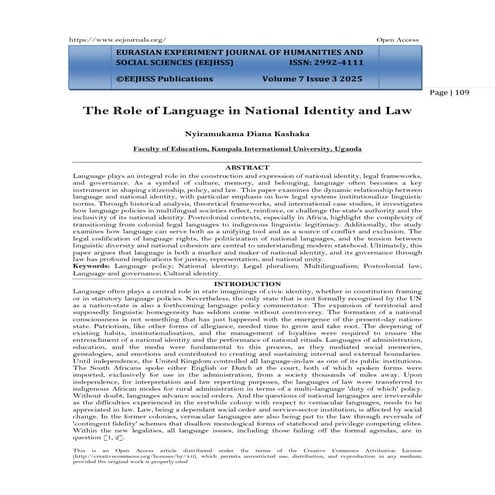 The Role of Language in National Identity and Law (www.kiu.ac.ug) | PDF