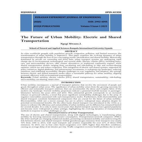The Future of Urban Mobility: Electric and Shared  Transportation (www.kiu.ac...