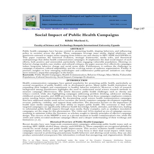 Social Impact of Public Health Campaigns (www.kiu.ac.ug)