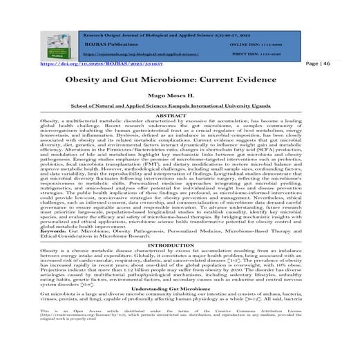 Obesity and Gut Microbiome: Current Evidence (www.kiu.ac.ug) | PDF