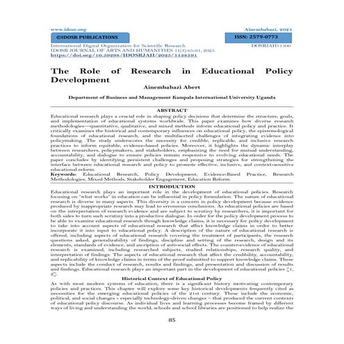 The Role of Research in Educational Policy Development (www.kiu.ac.ug ...
