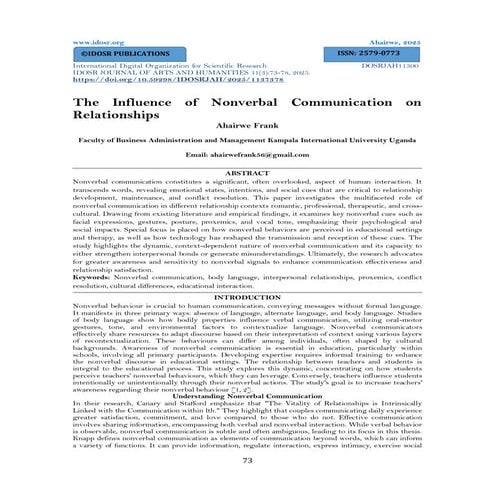The Influence of Nonverbal Communication on  Relationships (www.kiu.ac.ug)