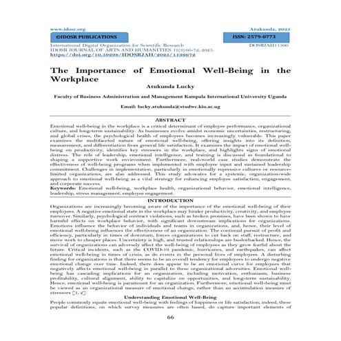 The Importance of Emotional Well-Being in the Workplace (www.kiu.ac.ug ...