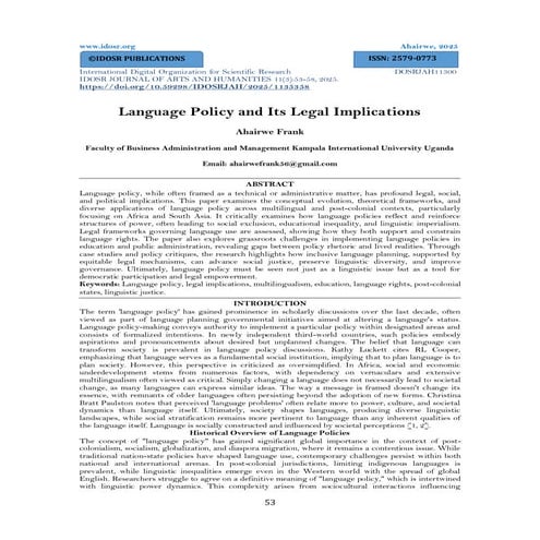 Language Policy and Its Legal Implications (www.kiu.ac.ug)