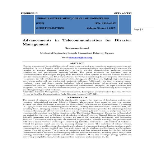 Advancements in Telecommunication for Disaster  Management (www.kiu.ac.ug)