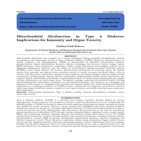 Mitochondrial Dysfunction in Type 2 Diabetes: Implications for Immunity ...