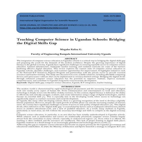 Teaching Computer Science in Ugandan Schools: Bridging the Digital ...