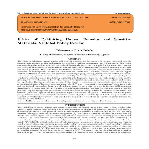 Ethics of Exhibiting Human Remains and Sensitive Materials: A Global ...