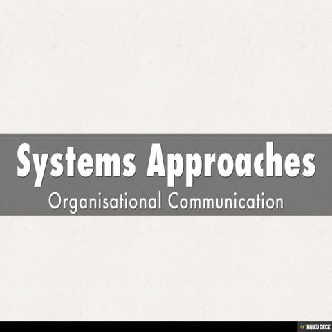 Systems Approaches