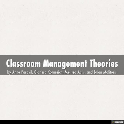 Classroom Management Theories