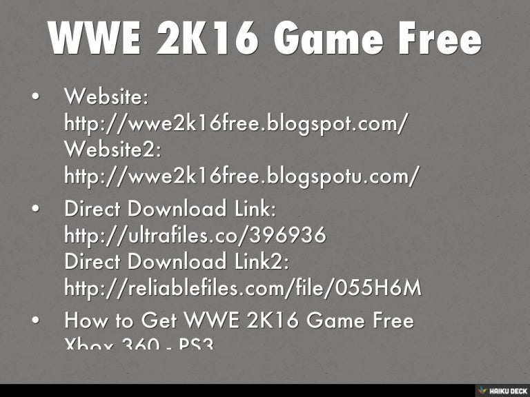 free wwe 2k16