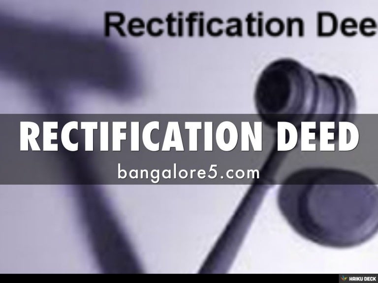 RECTIFICATION DEED
