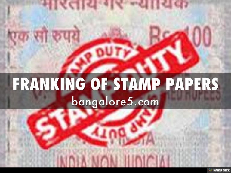 FRANKING OF STAMP PAPERS