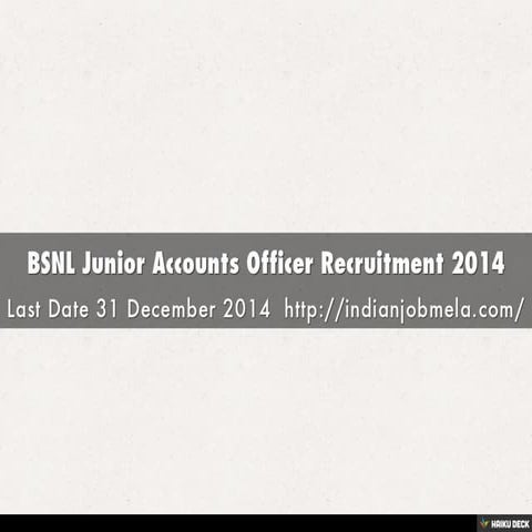 BSNL Junior Accounts Officer Recruitment 2014