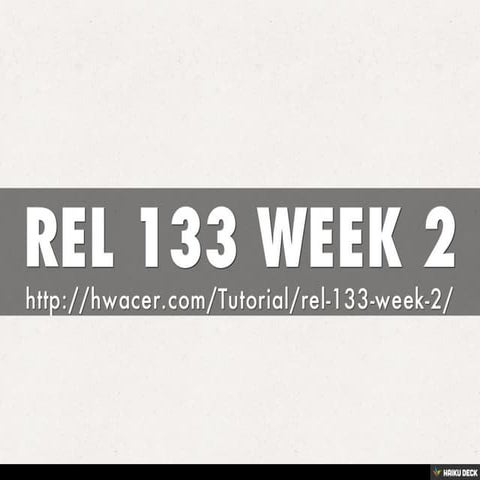 REL 133 WEEK 2