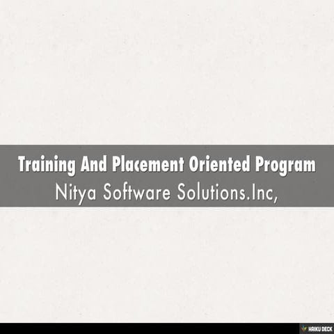 Training And Placement Oriented Program | PDF