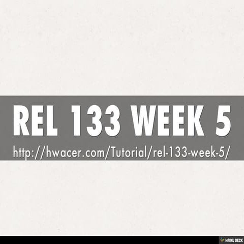 REL 133 WEEK 5
