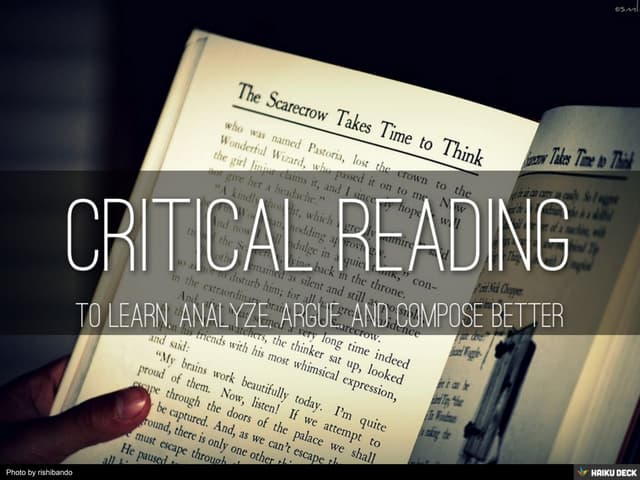 Critical Evaluation Critical Reading Critical Thinking