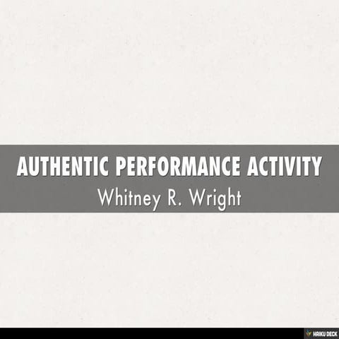 AUTHENTIC PERFORMANCE ACTIVITY | PDF