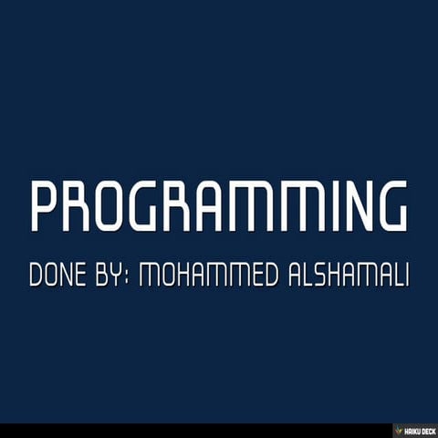 Programming | PPT