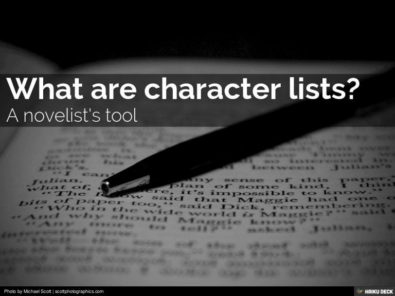 What are character lists?