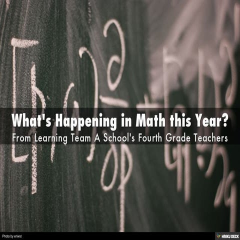 What's Happening in Math this Year?