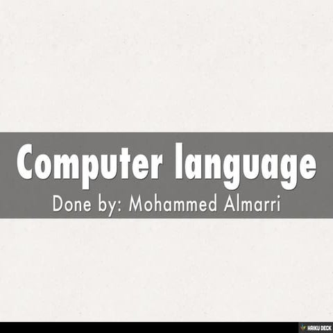 Computer language | PPT