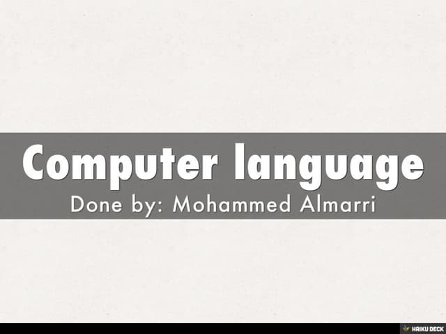Computer language | PPT