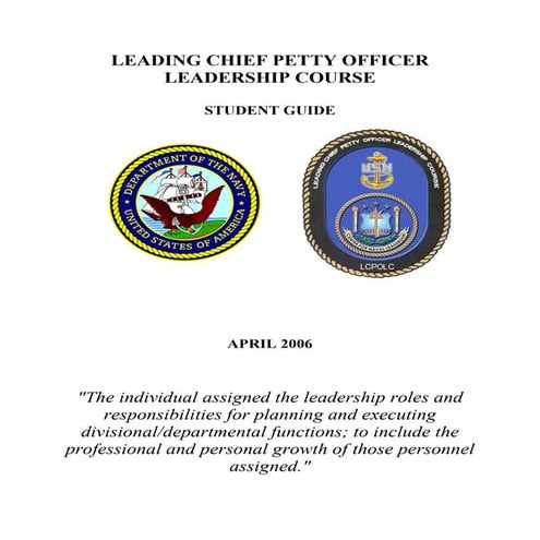 LCPO Leadership Course A-500-0100 Chapter 1 SG
