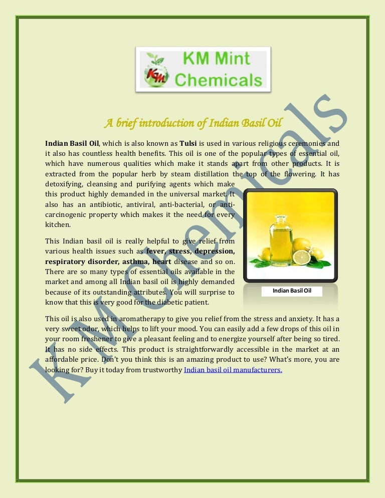 Indian Basil Oil Manufacturers