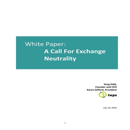 A Call for Exchange Neutrality