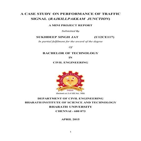 A case study on Rajkillpakkam Junction,Chennai