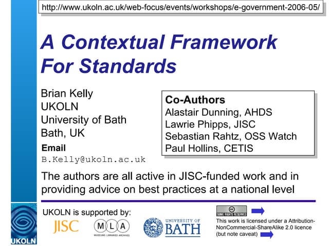 A Contextual Framework For Standards