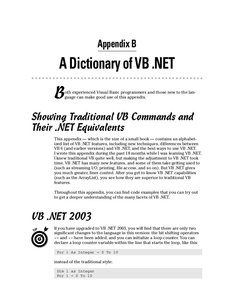A Dictionary Of Vb Net