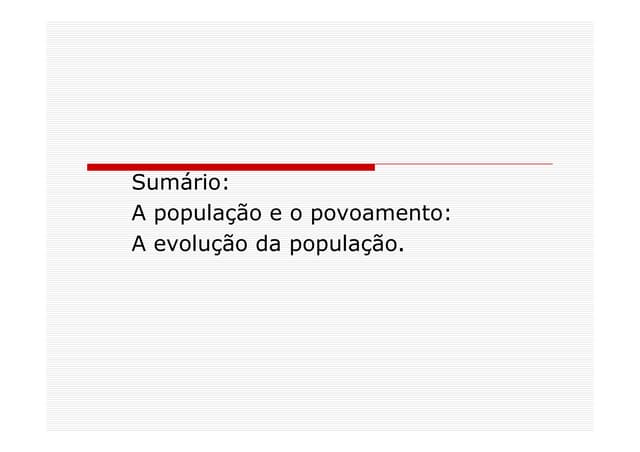 A Evolucao Da Populacao