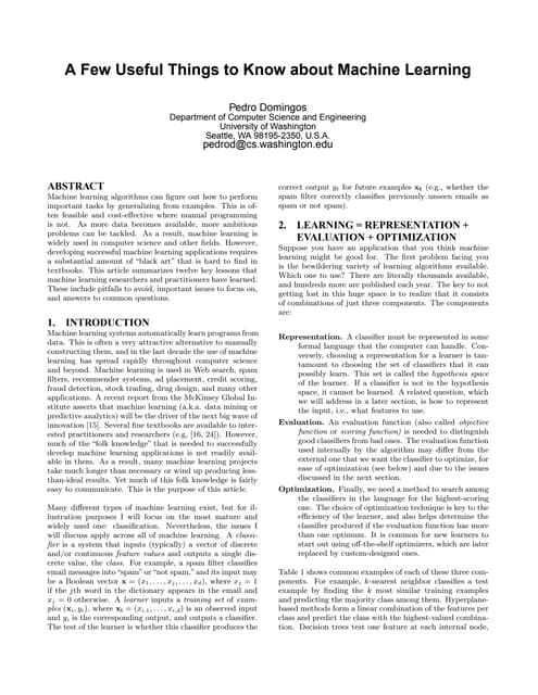 A Few Useful Things to Know about Machine Learning