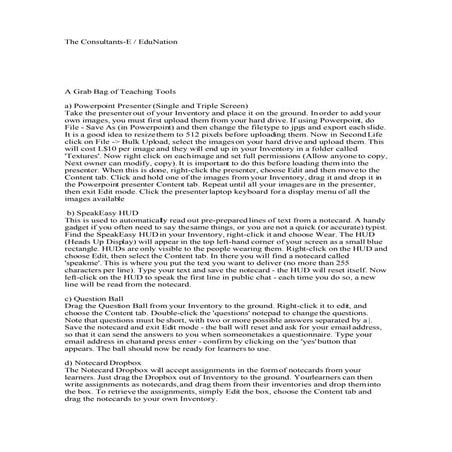 A Grab Of Teaching Tools, Description